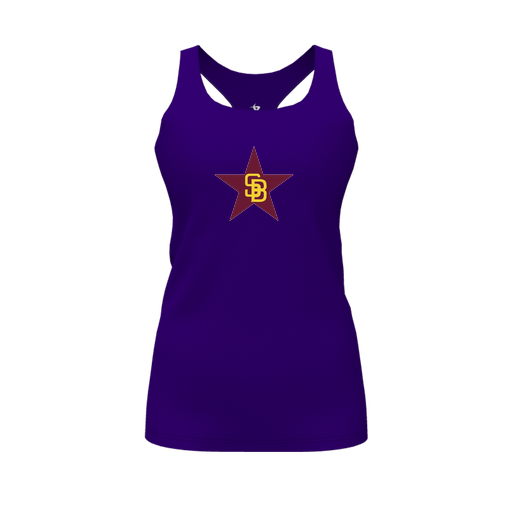 [FT0TRBPP-FYS-LOGO1] Decker Racerback Tank Top (Female Youth S, Purple, Logo 1)