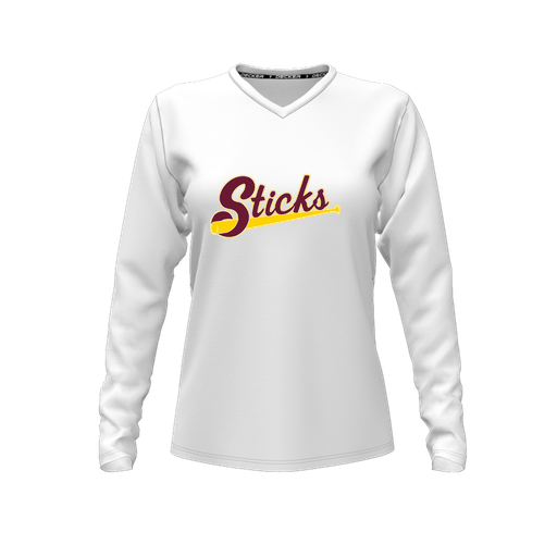 [FTLVPTWH-FYXS-LOGO3] Decker Performance T-Shirt (Female Youth XS, White, V Neck, Logo 3, Long Sleeve)