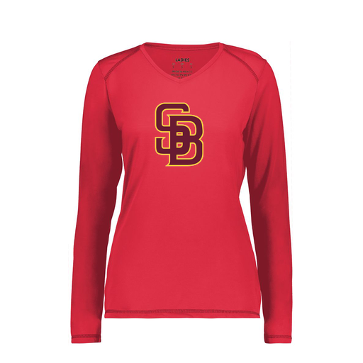 [6847.083.XS-LOGO2] Women's SoftTouch Long Sleeve (Female Adult XS, Red, Logo 2)