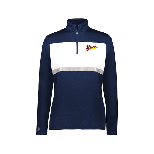 [222791.301.XS-LOGO3] Ladies Bold 1/4 Zip Pullover (Female Adult XS, Navy, Logo 3)