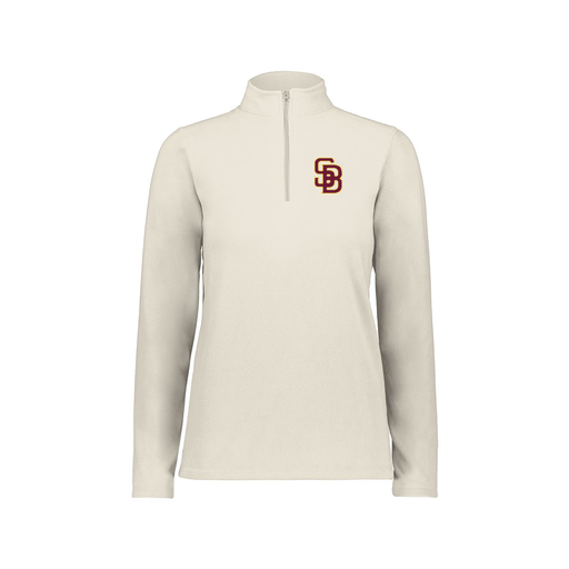 [6864.53T.XS-LOGO2] Ladies MicroFleece 1/4 Zip Pullover (Female Adult XS, White, Logo 2)