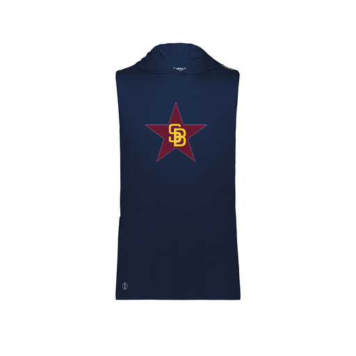 [222590.065.XS-LOGO1] Men's CoolDry Sleeveless Hoodie (Adult XS, Navy, Logo 1)