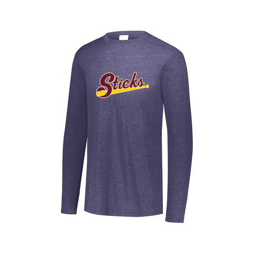 [FTLCUBNV-AXS-LOGO3] Decker Men's Tri-Blend T-Shirt - Long Sleeve (Adult XS, Navy, Logo 3)