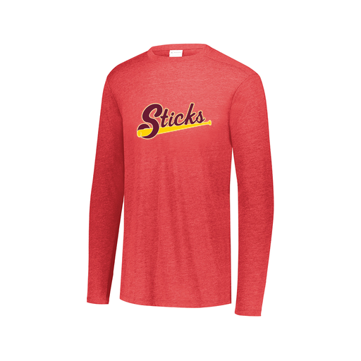 [FTLCUBRD-AXS-LOGO3] Decker Men's Tri-Blend T-Shirt - Long Sleeve (Adult XS, Red, Logo 3)