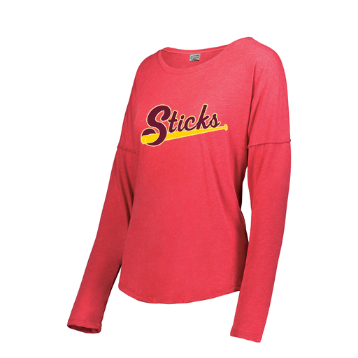 [FTLCUBRD-FAXS-LOGO3] Decker Women's Tri-Blend T-Shirt - Long Sleeve (Female Adult XS, Red, Logo 3)